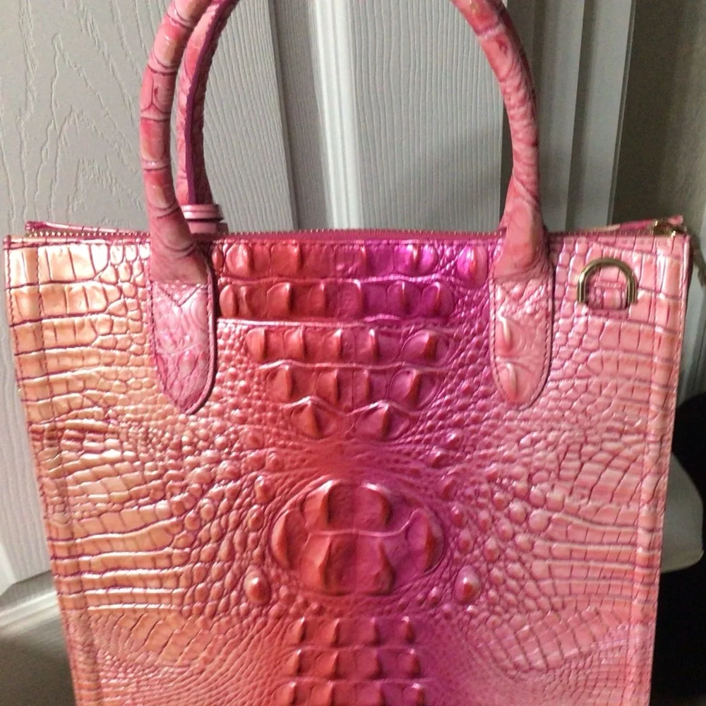 Leather Brahmin Tri-Color Caroline tote.
(Pink, Purple, Coral tones)
NWOT - Picture 7 of 16